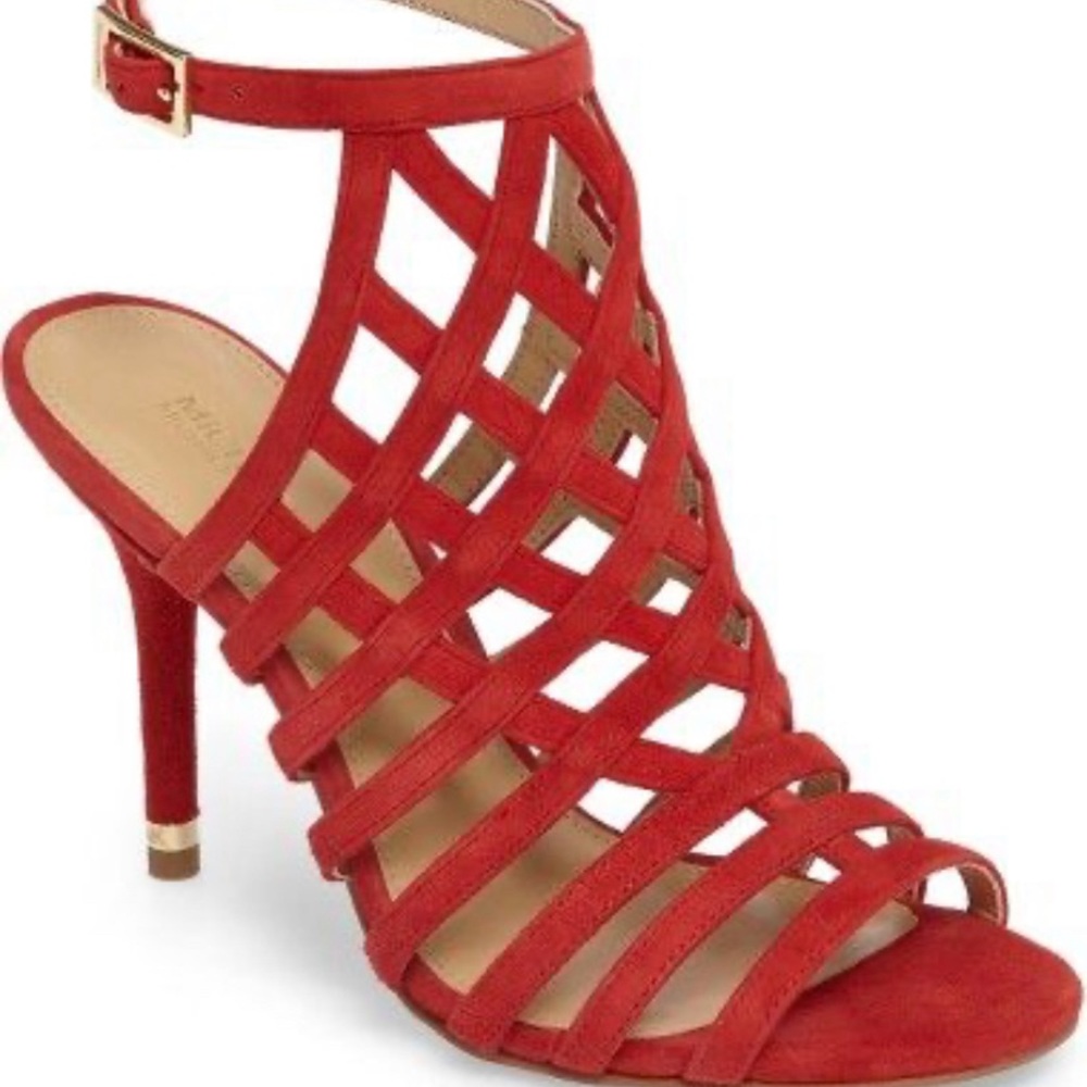 Michael Kors Trinity Sandal In Bright Red Suede